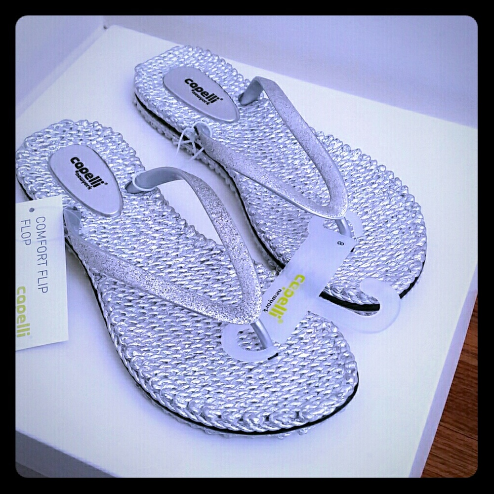 Stunning silver mesh silver sandals.
